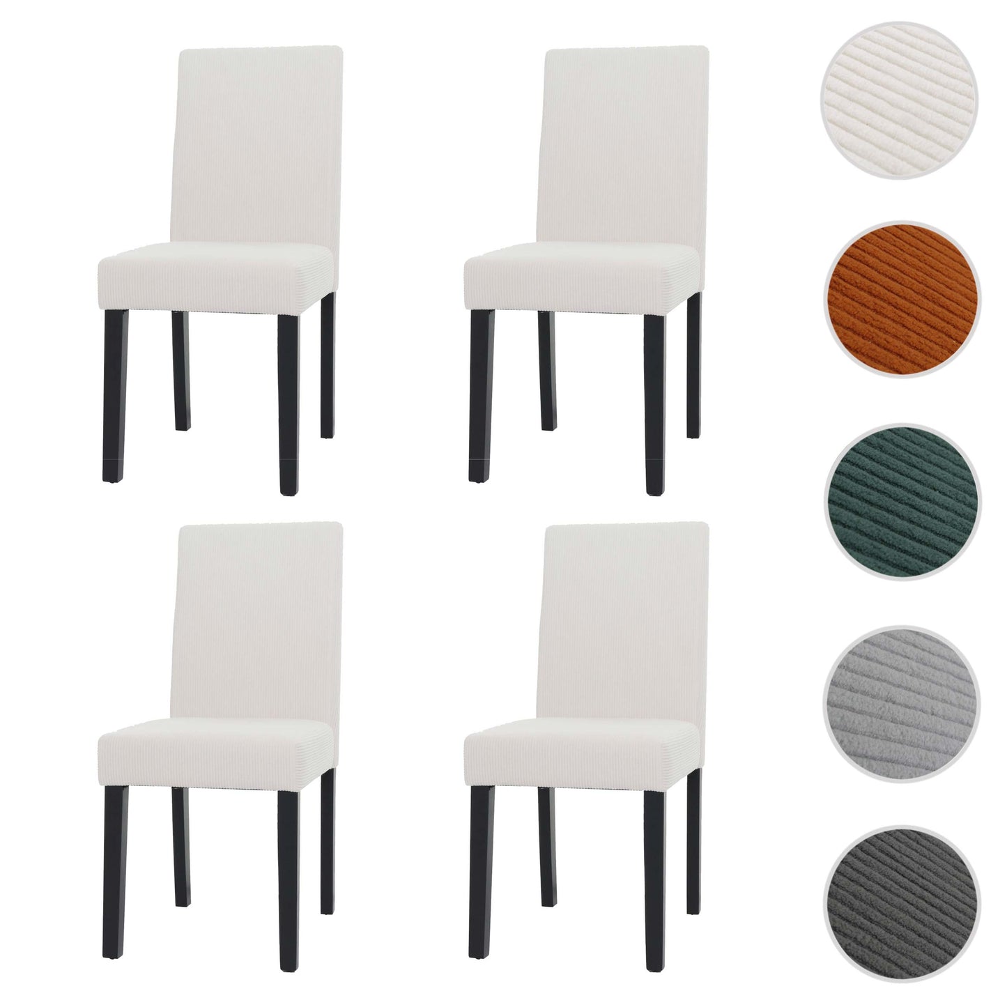 Cosmo Casa - Set van 4 Littau Eetkamerstoelen - Keukenstoelen met Hoge Rugleuning - Koordhout Stof - Crème - Donkere Poten