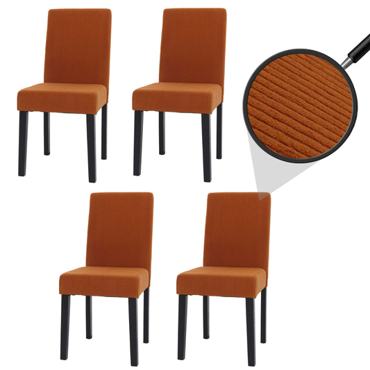Cosmo Casa - Set van 4 Littau Eetkamerstoelen - Keukenstoelen met Hoge Rugleuning - Koordhout Stof - Terracotta - Donkere Poten