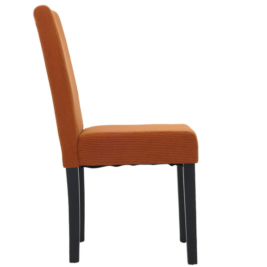 Cosmo Casa - Set van 4 Littau Eetkamerstoelen - Keukenstoelen met Hoge Rugleuning - Koordhout Stof - Terracotta - Donkere Poten
