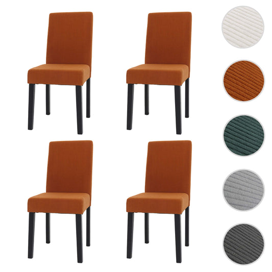 Cosmo Casa - Set van 4 Littau Eetkamerstoelen - Keukenstoelen met Hoge Rugleuning - Koordhout Stof - Terracotta - Donkere Poten