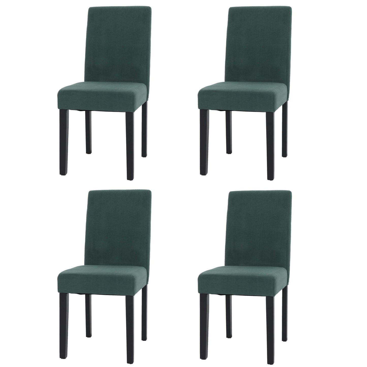 Cosmo Casa - Set van 4 Littau Eetkamerstoelen - Keukenstoelen met Hoge Rugleuning - Koordhout Stof - Groen - Donkere Poten