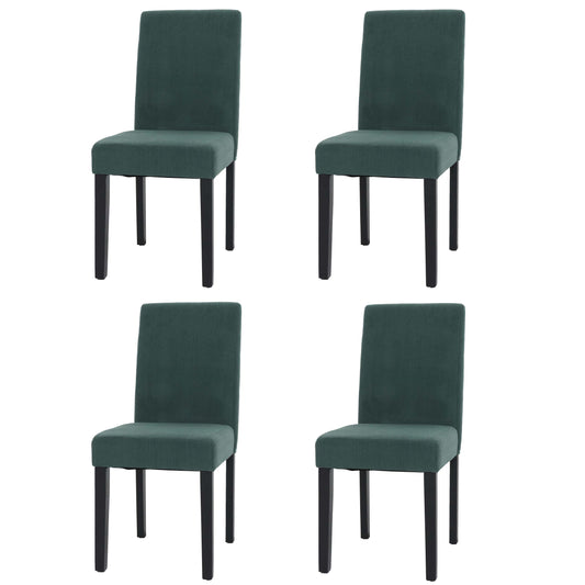 Cosmo Casa - Set van 4 Littau Eetkamerstoelen - Keukenstoelen met Hoge Rugleuning - Koordhout Stof - Groen - Donkere Poten