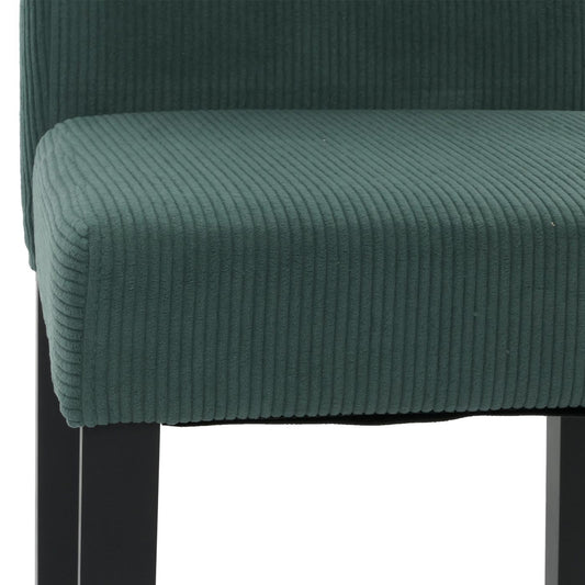 Cosmo Casa - Set van 4 Littau Eetkamerstoelen - Keukenstoelen met Hoge Rugleuning - Koordhout Stof - Groen - Donkere Poten