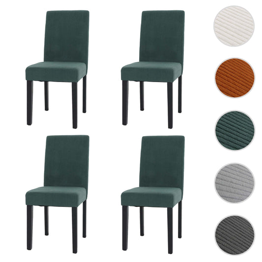 Cosmo Casa - Set van 4 Littau Eetkamerstoelen - Keukenstoelen met Hoge Rugleuning - Koordhout Stof - Groen - Donkere Poten
