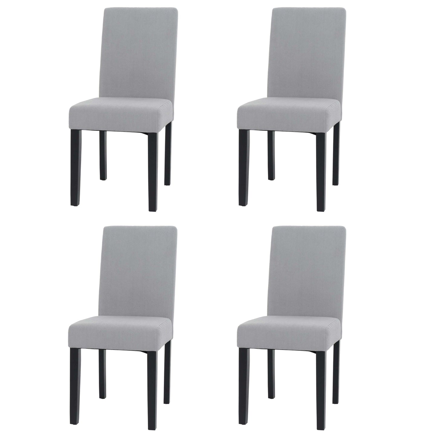 Cosmo Casa - Set van 4 Littau Eetkamerstoelen - Keukenstoelen met Hoge Rugleuning - Koordhout Stof - Lichtgrijs - Donkere Poten