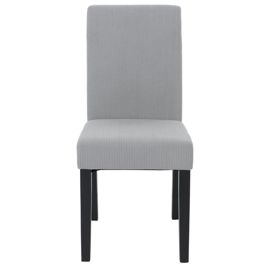 Cosmo Casa - Set van 4 Littau Eetkamerstoelen - Keukenstoelen met Hoge Rugleuning - Koordhout Stof - Lichtgrijs - Donkere Poten