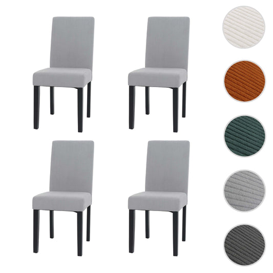 Cosmo Casa - Set van 4 Littau Eetkamerstoelen - Keukenstoelen met Hoge Rugleuning - Koordhout Stof - Lichtgrijs - Donkere Poten