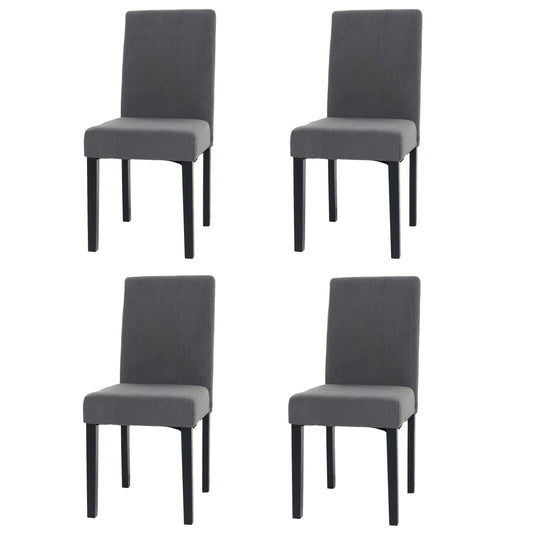 Cosmo Casa - Set van 4 Littau Eetkamerstoelen - Keukenstoelen met Hoge Rugleuning - Koordhout Stof - Donkergrijs - Donkere Poten