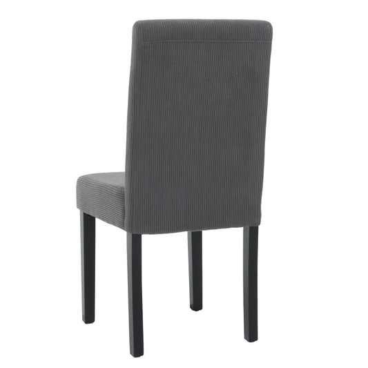 Cosmo Casa - Set van 4 Littau Eetkamerstoelen - Keukenstoelen met Hoge Rugleuning - Koordhout Stof - Donkergrijs - Donkere Poten