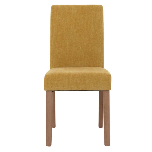 Cosmo Casa - Set van 2 Littau Eetkamerstoelen - Keukenstoelen met Hoge Rugleuning - Chenillehout Stof - Geel - Naturelkleurige Poten