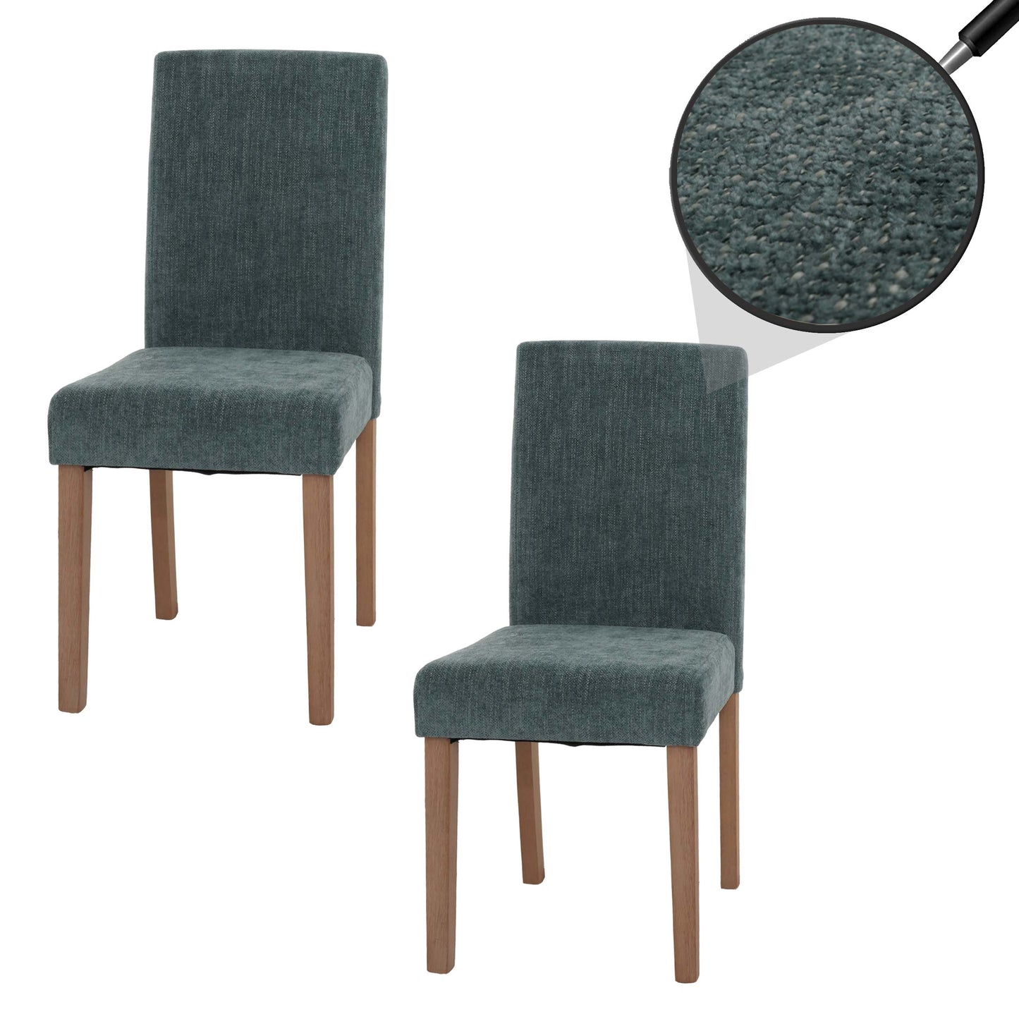 Cosmo Casa - Set van 2 Littau Eetkamerstoelen - Keukenstoelen met Hoge Rugleuning - Chenillehout Stof - Groen - Naturelkleurige Poten