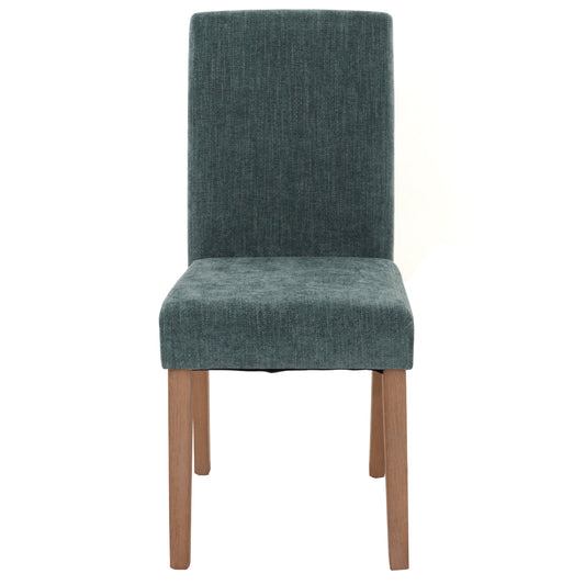 Cosmo Casa - Set van 2 Littau Eetkamerstoelen - Keukenstoelen met Hoge Rugleuning - Chenillehout Stof - Groen - Naturelkleurige Poten