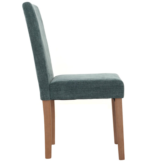 Cosmo Casa - Set van 2 Littau Eetkamerstoelen - Keukenstoelen met Hoge Rugleuning - Chenillehout Stof - Groen - Naturelkleurige Poten