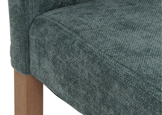 Cosmo Casa - Set van 2 Littau Eetkamerstoelen - Keukenstoelen met Hoge Rugleuning - Chenillehout Stof - Groen - Naturelkleurige Poten