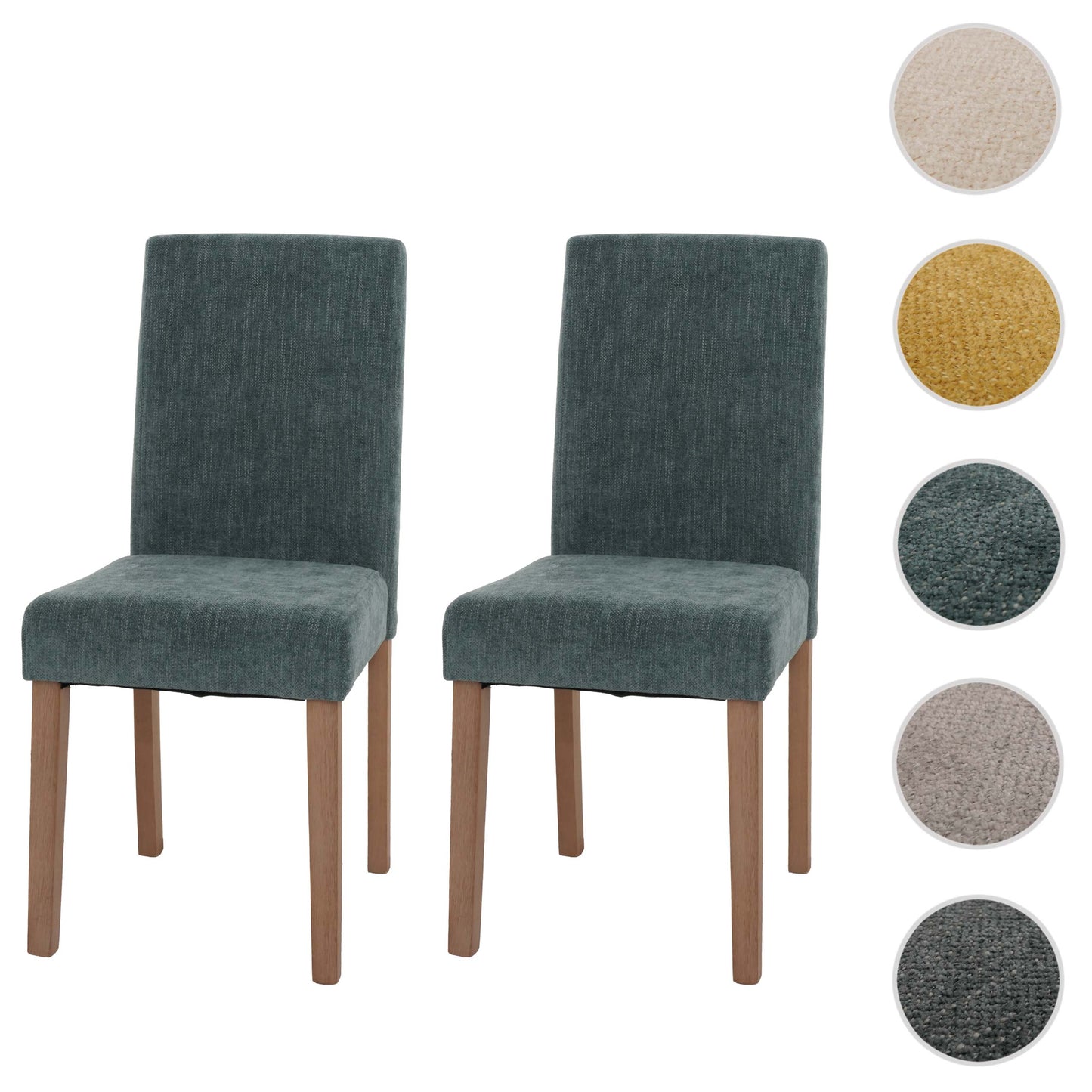 Cosmo Casa - Set van 2 Littau Eetkamerstoelen - Keukenstoelen met Hoge Rugleuning - Chenillehout Stof - Groen - Naturelkleurige Poten