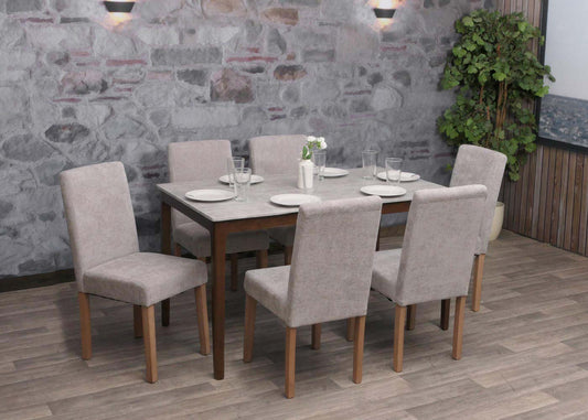 Cosmo Casa - Set van 2 Littau Eetkamerstoelen - Keukenstoelen met Hoge Rugleuning - Chenillehout Stof - Lichtgrijs - Naturelkleurige Poten