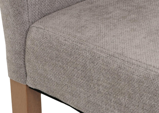 Cosmo Casa - Set van 2 Littau Eetkamerstoelen - Keukenstoelen met Hoge Rugleuning - Chenillehout Stof - Lichtgrijs - Naturelkleurige Poten