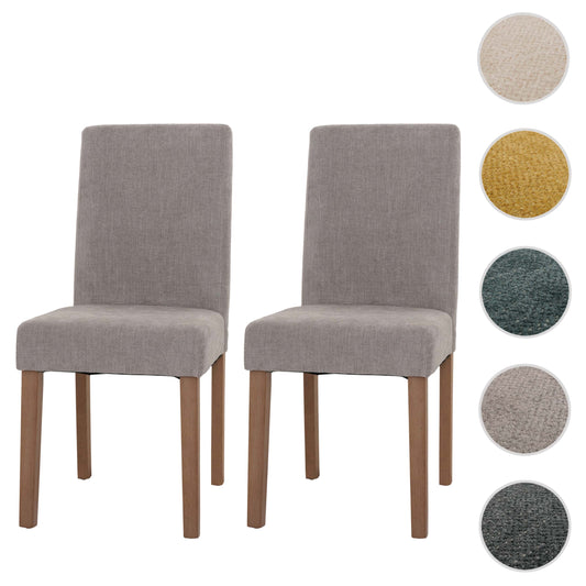 Cosmo Casa - Set van 2 Littau Eetkamerstoelen - Keukenstoelen met Hoge Rugleuning - Chenillehout Stof - Lichtgrijs - Naturelkleurige Poten