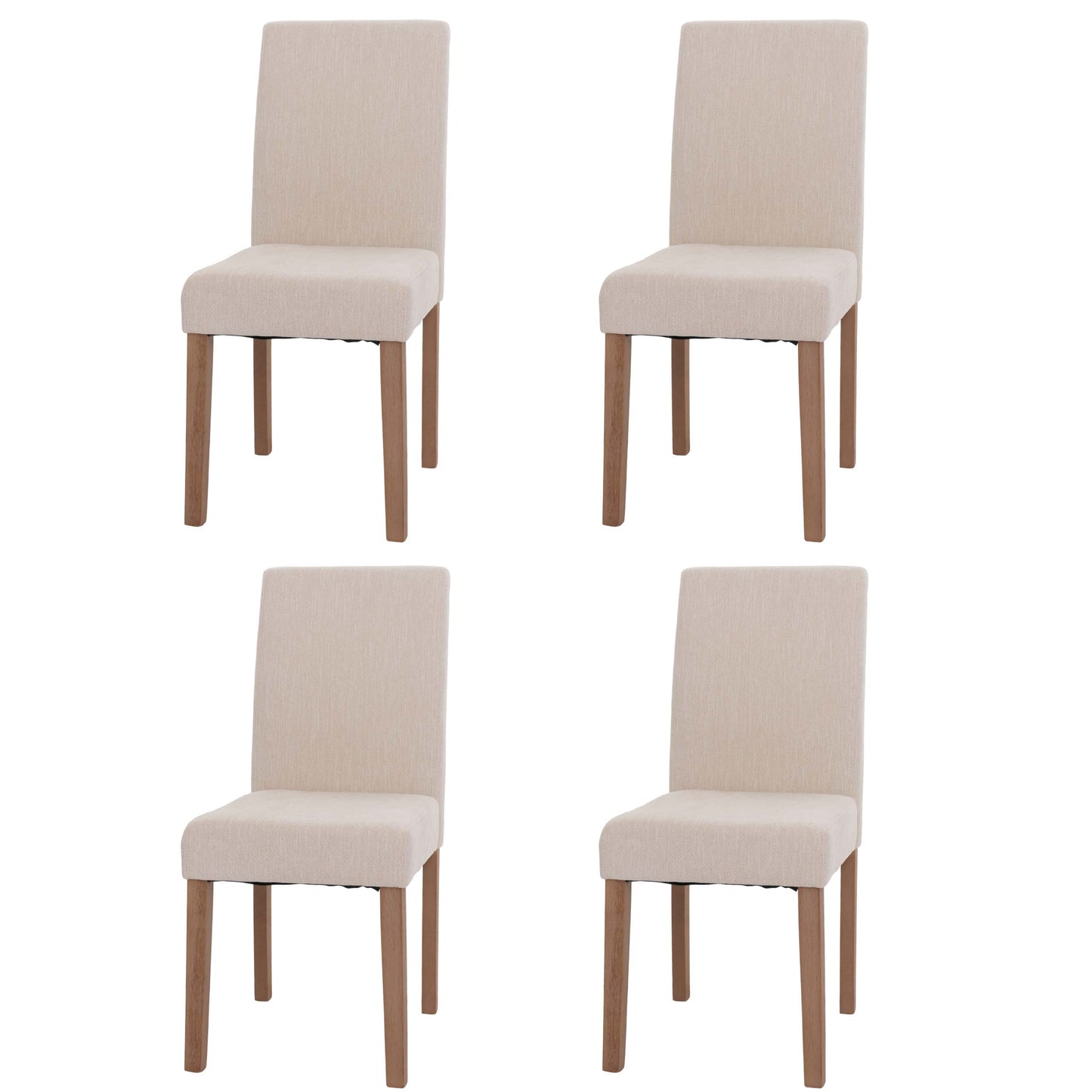 Cosmo Casa - Set van 4 Littau Eetkamerstoelen - Keukenstoelen met Hoge Rugleuning - Chenillehout Stof - Crème - Naturelkleurige Poten