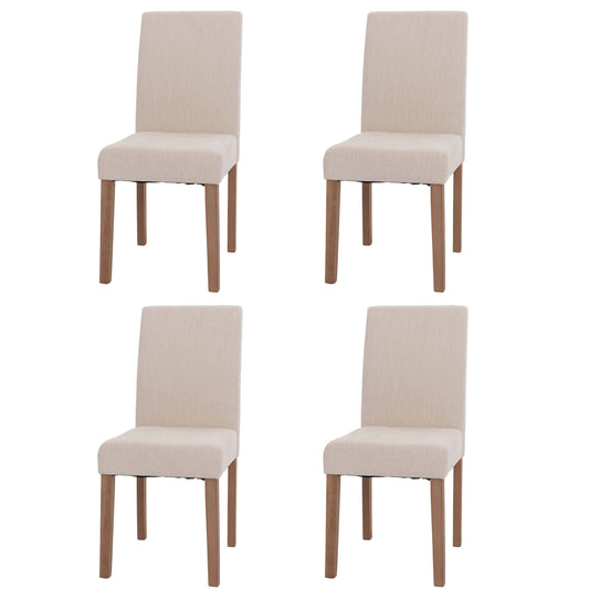 Cosmo Casa - Set van 4 Littau Eetkamerstoelen - Keukenstoelen met Hoge Rugleuning - Chenillehout Stof - Crème - Naturelkleurige Poten