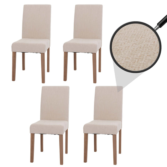 Cosmo Casa - Set van 4 Littau Eetkamerstoelen - Keukenstoelen met Hoge Rugleuning - Chenillehout Stof - Crème - Naturelkleurige Poten