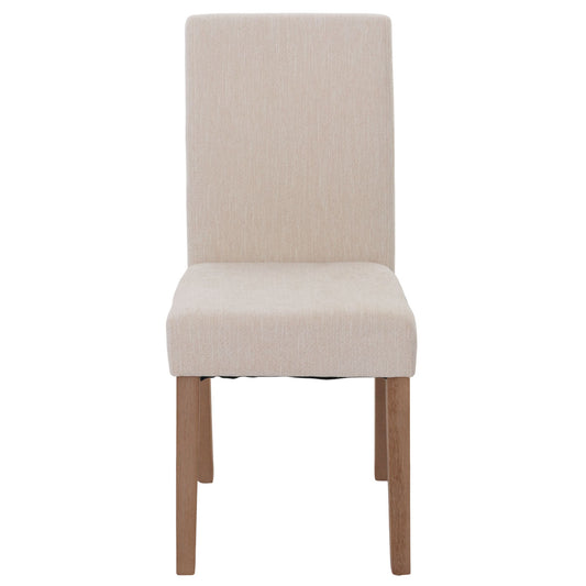 Cosmo Casa - Set van 4 Littau Eetkamerstoelen - Keukenstoelen met Hoge Rugleuning - Chenillehout Stof - Crème - Naturelkleurige Poten