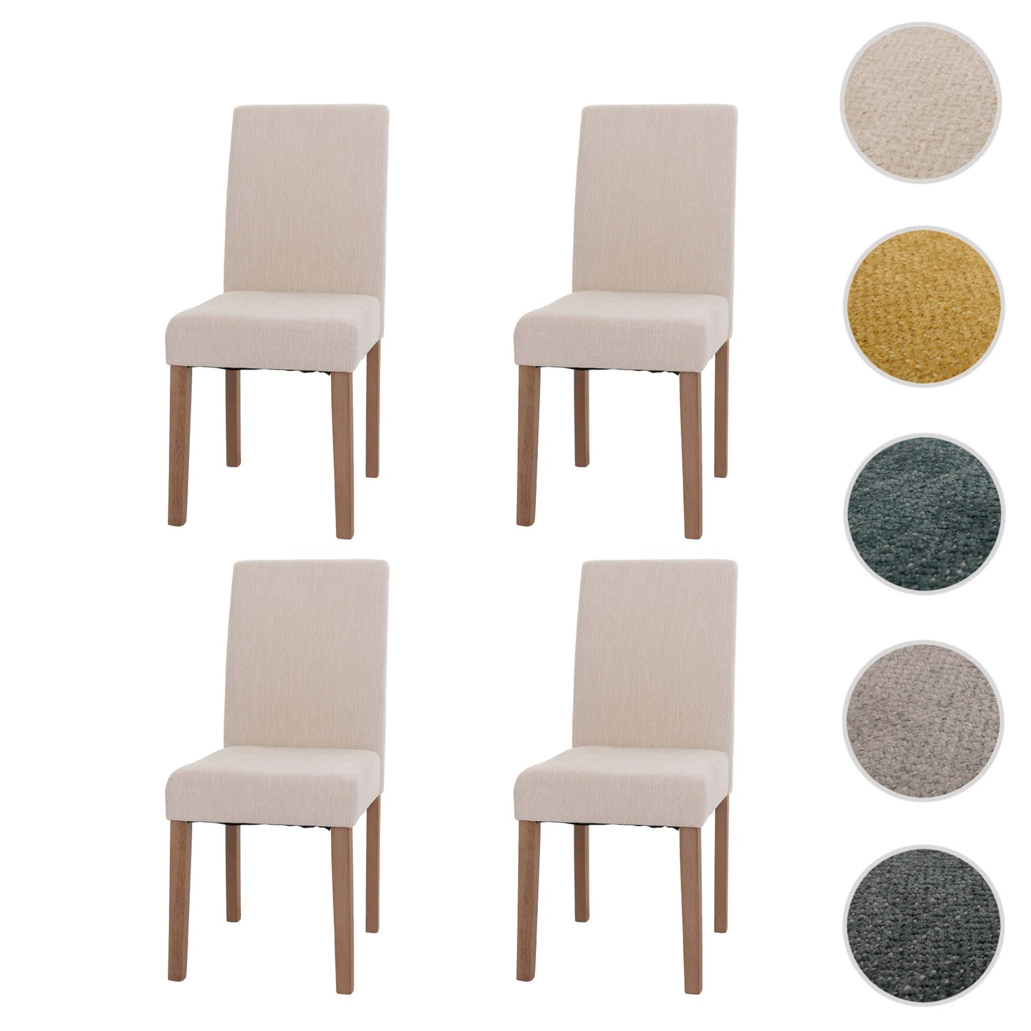 Cosmo Casa - Set van 4 Littau Eetkamerstoelen - Keukenstoelen met Hoge Rugleuning - Chenillehout Stof - Crème - Naturelkleurige Poten
