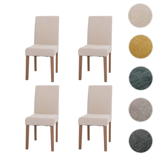 Cosmo Casa - Set van 4 Littau Eetkamerstoelen - Keukenstoelen met Hoge Rugleuning - Chenillehout Stof - Crème - Naturelkleurige Poten