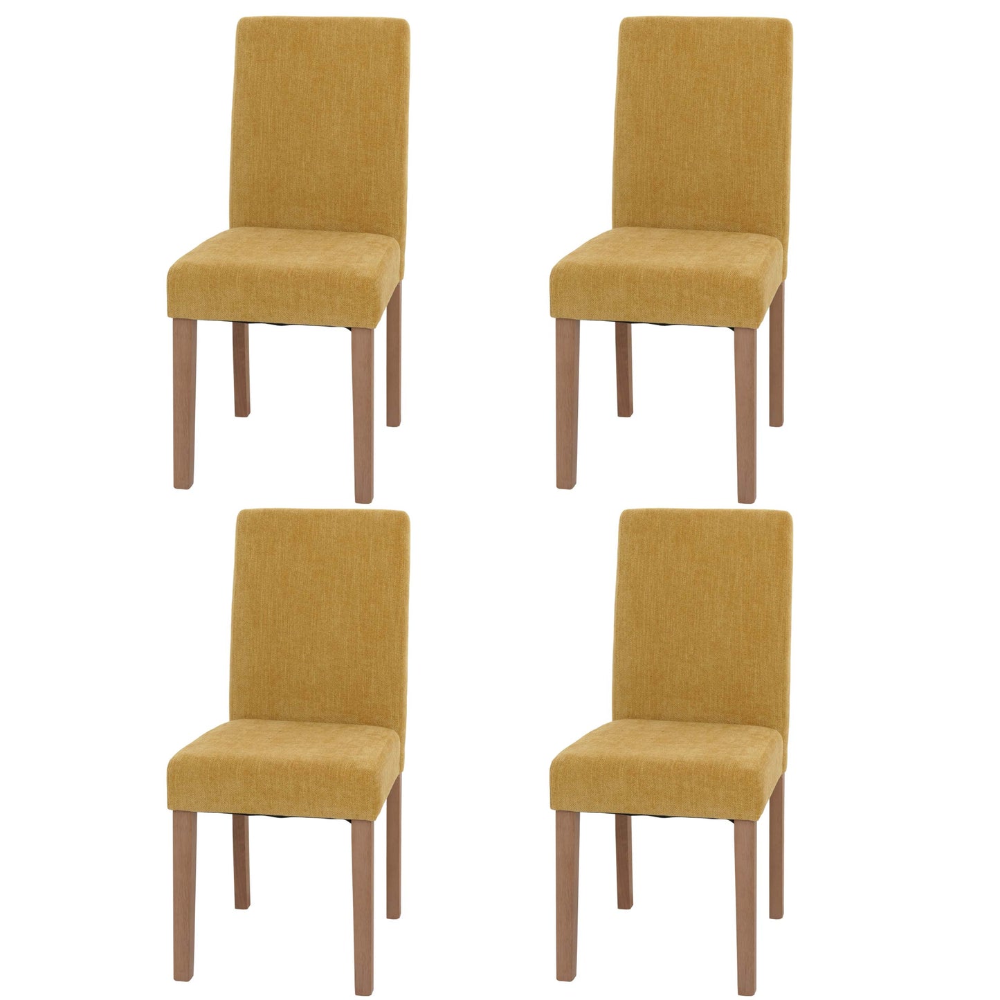 Cosmo Casa - Set van 4 Littau Eetkamerstoelen - Keukenstoelen met Hoge Rugleuning - Chenillehout Stof - Geel - Naturelkleurige Poten