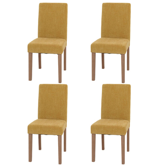Cosmo Casa - Set van 4 Littau Eetkamerstoelen - Keukenstoelen met Hoge Rugleuning - Chenillehout Stof - Geel - Naturelkleurige Poten