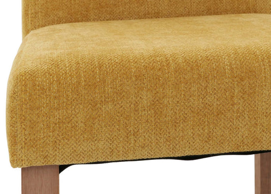 Cosmo Casa - Set van 4 Littau Eetkamerstoelen - Keukenstoelen met Hoge Rugleuning - Chenillehout Stof - Geel - Naturelkleurige Poten