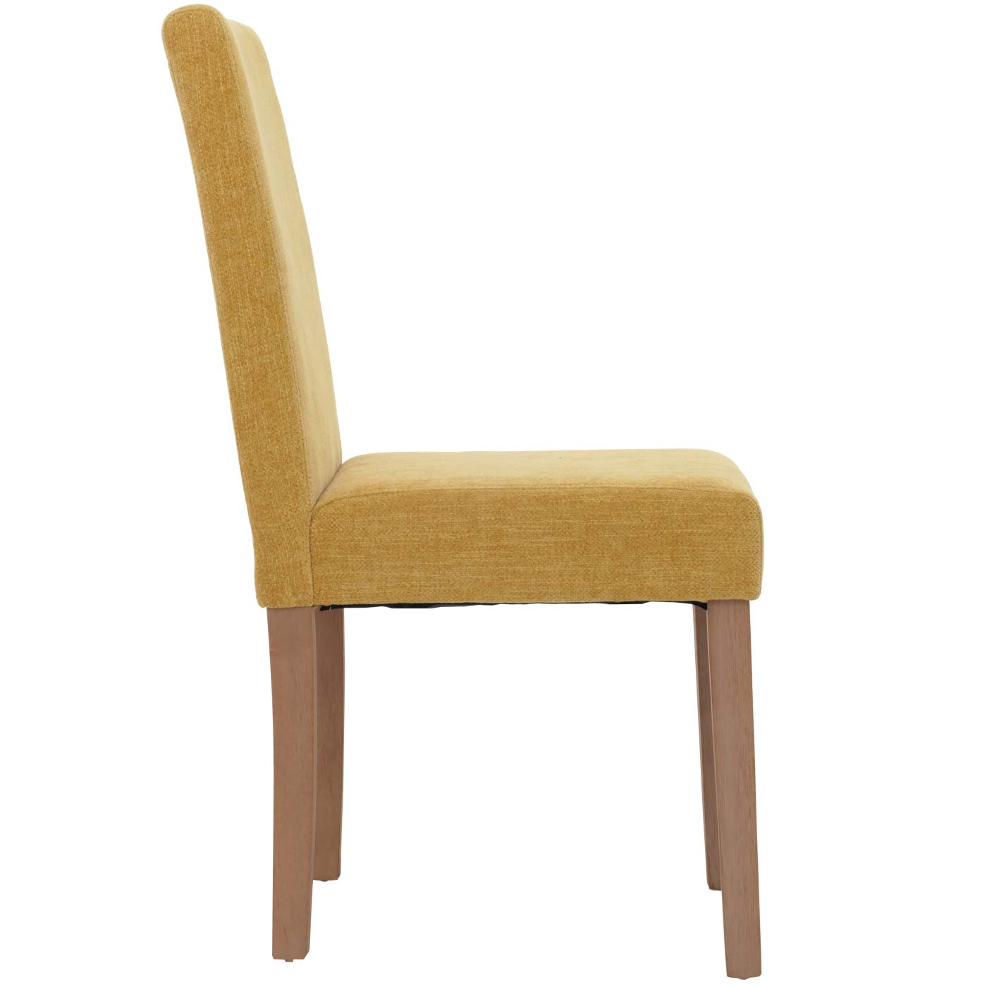 Cosmo Casa - Set van 4 Littau Eetkamerstoelen - Keukenstoelen met Hoge Rugleuning - Chenillehout Stof - Geel - Naturelkleurige Poten