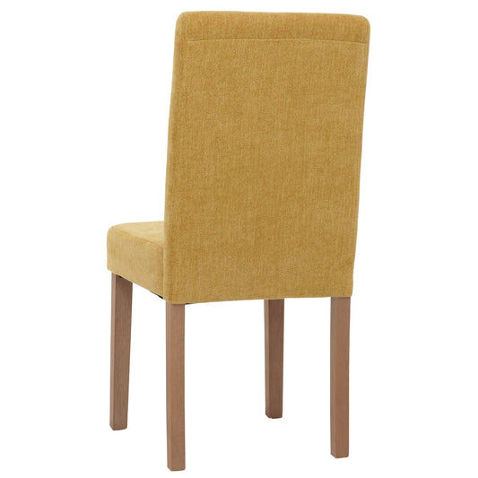 Cosmo Casa - Set van 4 Littau Eetkamerstoelen - Keukenstoelen met Hoge Rugleuning - Chenillehout Stof - Geel - Naturelkleurige Poten