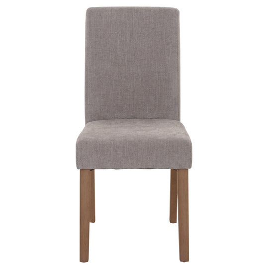 Cosmo Casa - Set van 4 Littau Eetkamerstoelen - Keukenstoelen met Hoge Rugleuning - Chenille Stof - Lichtgrijs - Naturelkleurige Poten