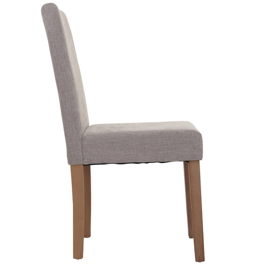 Cosmo Casa - Set van 4 Littau Eetkamerstoelen - Keukenstoelen met Hoge Rugleuning - Chenille Stof - Lichtgrijs - Naturelkleurige Poten