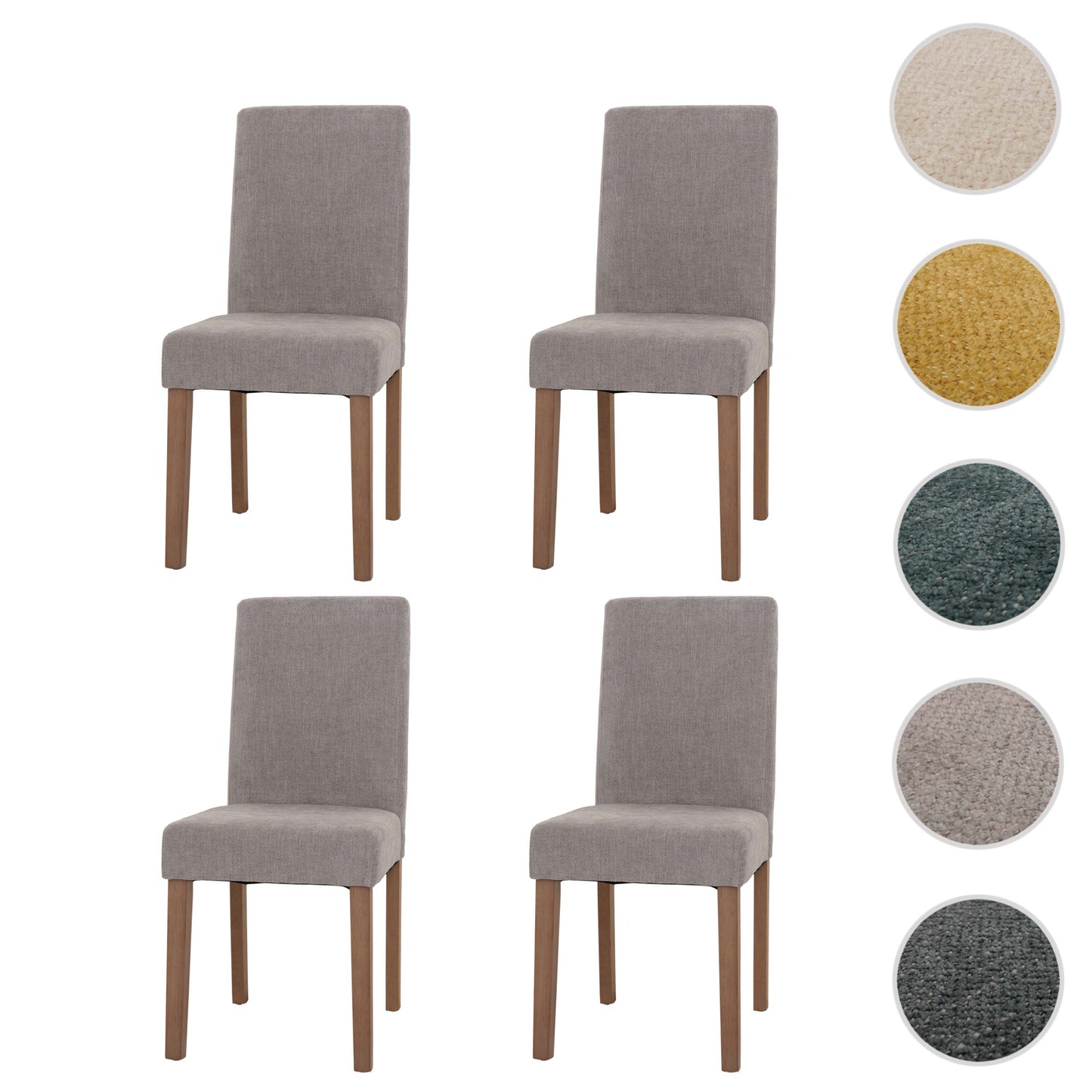 Cosmo Casa - Set van 4 Littau Eetkamerstoelen - Keukenstoelen met Hoge Rugleuning - Chenille Stof - Lichtgrijs - Naturelkleurige Poten