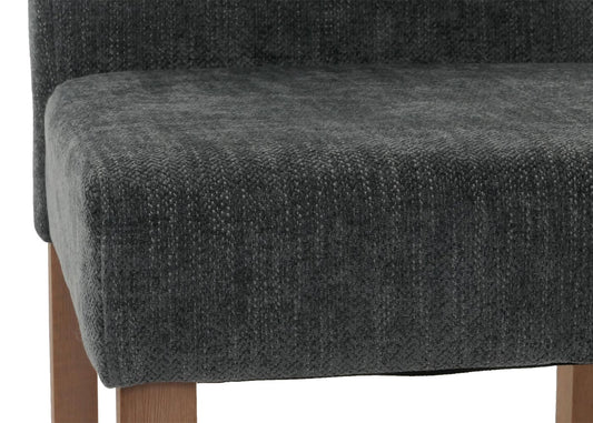 Cosmo Casa - Set van 4 Littau Eetkamerstoelen - Keukenstoelen met Hoge Rugleuning - Chenille Stof - Donkergrijs - Naturelkleurige Poten