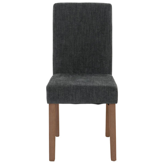 Cosmo Casa - Set van 4 Littau Eetkamerstoelen - Keukenstoelen met Hoge Rugleuning - Chenille Stof - Donkergrijs - Naturelkleurige Poten