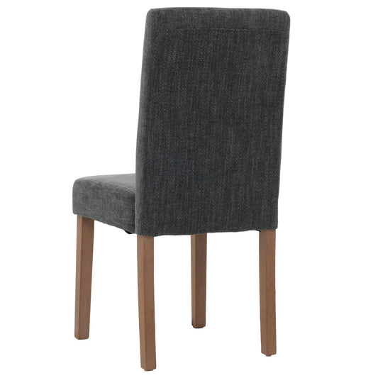 Cosmo Casa - Set van 4 Littau Eetkamerstoelen - Keukenstoelen met Hoge Rugleuning - Chenille Stof - Donkergrijs - Naturelkleurige Poten