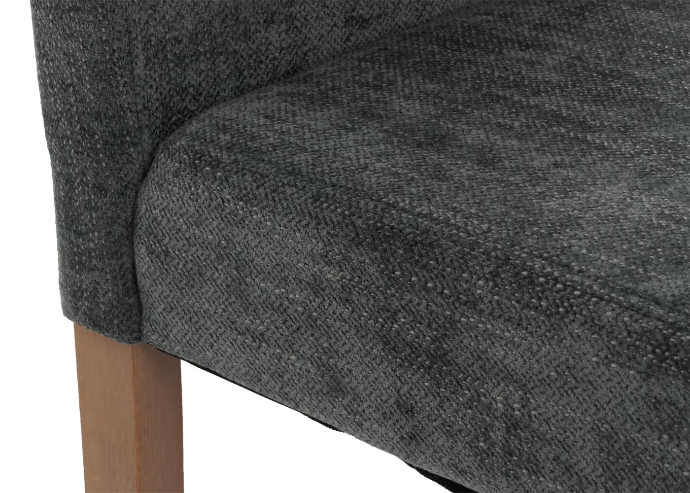 Cosmo Casa - Set van 4 Littau Eetkamerstoelen - Keukenstoelen met Hoge Rugleuning - Chenille Stof - Donkergrijs - Naturelkleurige Poten