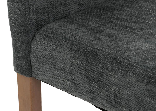 Cosmo Casa - Set van 4 Littau Eetkamerstoelen - Keukenstoelen met Hoge Rugleuning - Chenille Stof - Donkergrijs - Naturelkleurige Poten