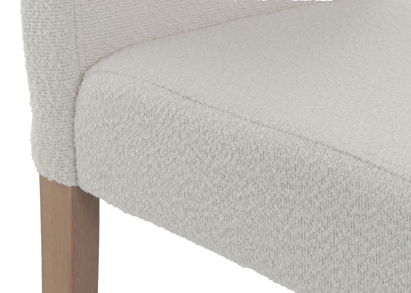 Cosmo Casa - Set van 2 Littau Eetkamerstoelen - Keukenstoelen met Hoge Rugleuning - Boucléhout Stof - Crème - Naturelkleurige Poten