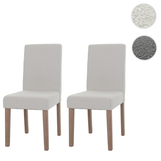 Cosmo Casa - Set van 2 Littau Eetkamerstoelen - Keukenstoelen met Hoge Rugleuning - Boucléhout Stof - Crème - Naturelkleurige Poten