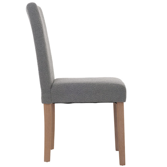 Cosmo Casa - Set van 2 Littau Eetkamerstoelen - Keukenstoelen met Hoge Rugleuning - Boucléhout Stof - Grijs - Naturelkleurige Poten