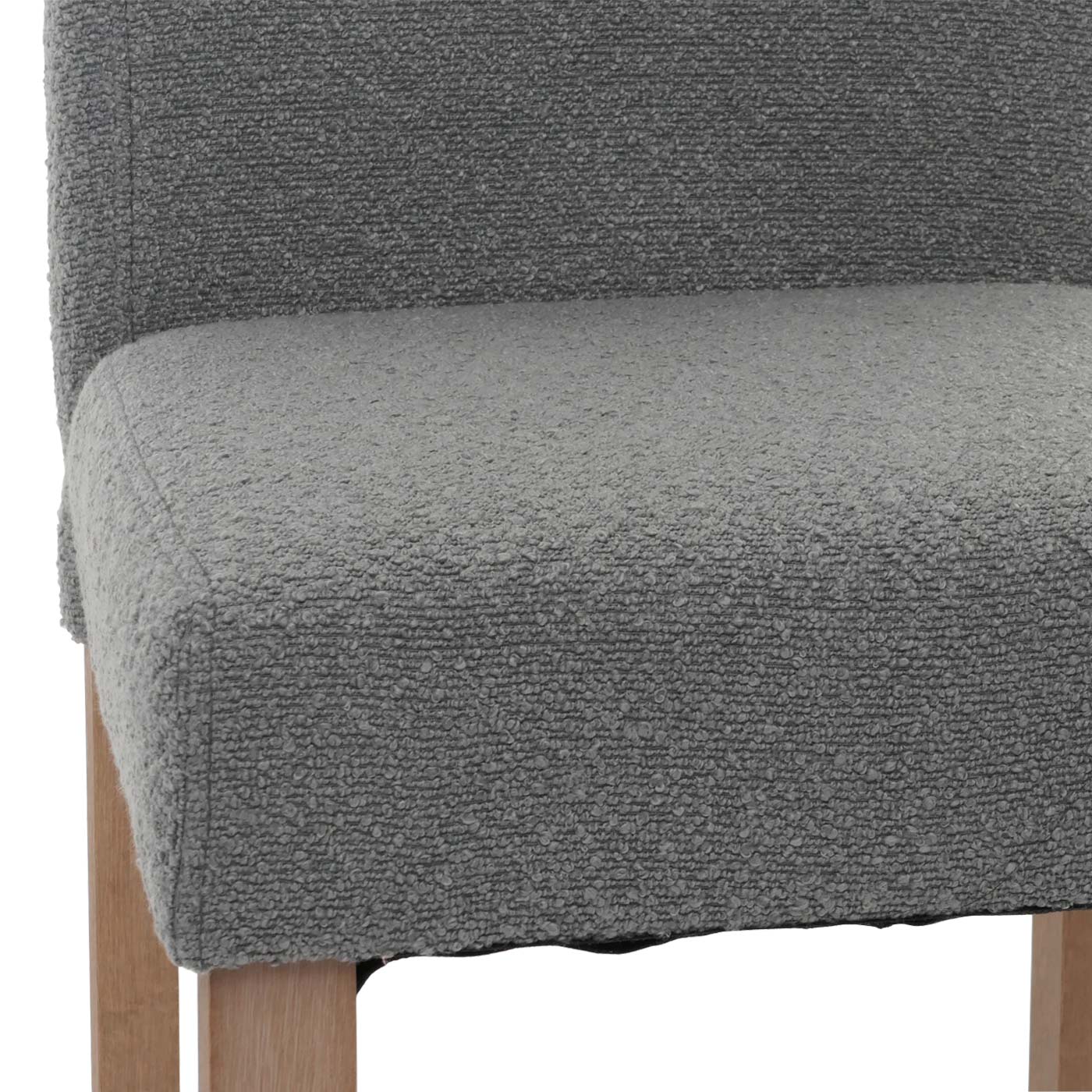 Cosmo Casa - Set van 2 Littau Eetkamerstoelen - Keukenstoelen met Hoge Rugleuning - Boucléhout Stof - Grijs - Naturelkleurige Poten