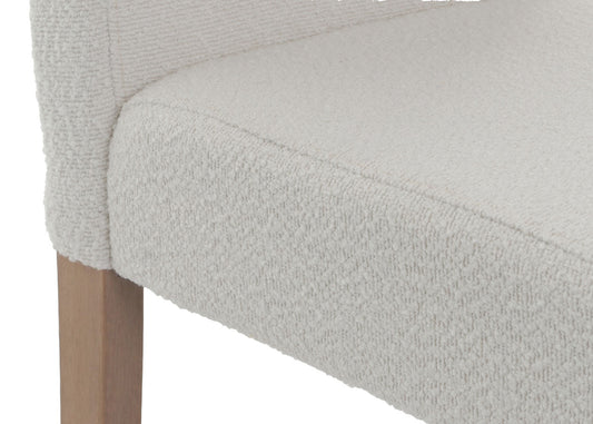 Cosmo Casa - Set van 4 Littau Eetkamerstoelen - Keukenstoelen met Hoge Rugleuning - Boucléhout Stof - Crème - Naturelkleurige Poten