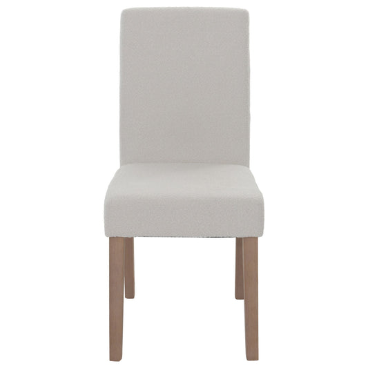 Cosmo Casa - Set van 4 Littau Eetkamerstoelen - Keukenstoelen met Hoge Rugleuning - Boucléhout Stof - Crème - Naturelkleurige Poten