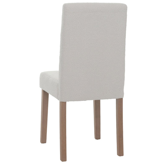 Cosmo Casa - Set van 4 Littau Eetkamerstoelen - Keukenstoelen met Hoge Rugleuning - Boucléhout Stof - Crème - Naturelkleurige Poten