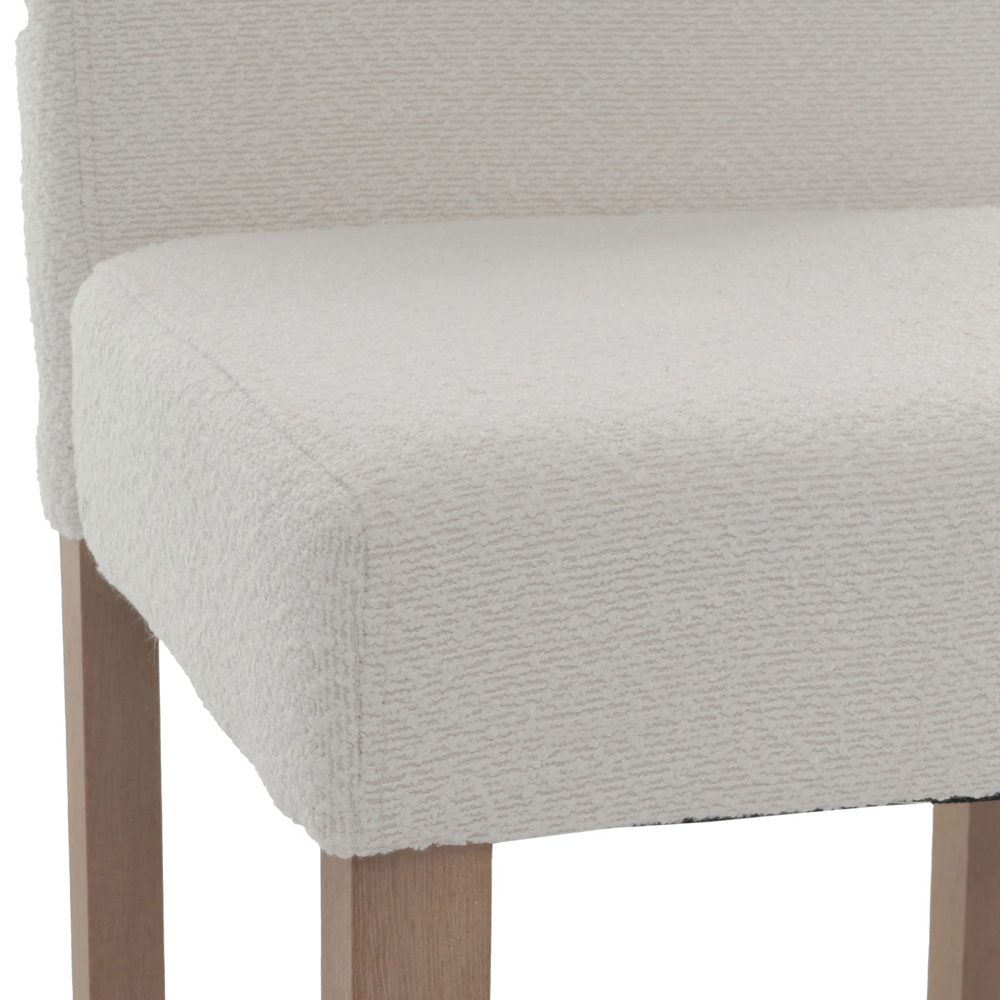 Cosmo Casa - Set van 4 Littau Eetkamerstoelen - Keukenstoelen met Hoge Rugleuning - Boucléhout Stof - Crème - Naturelkleurige Poten