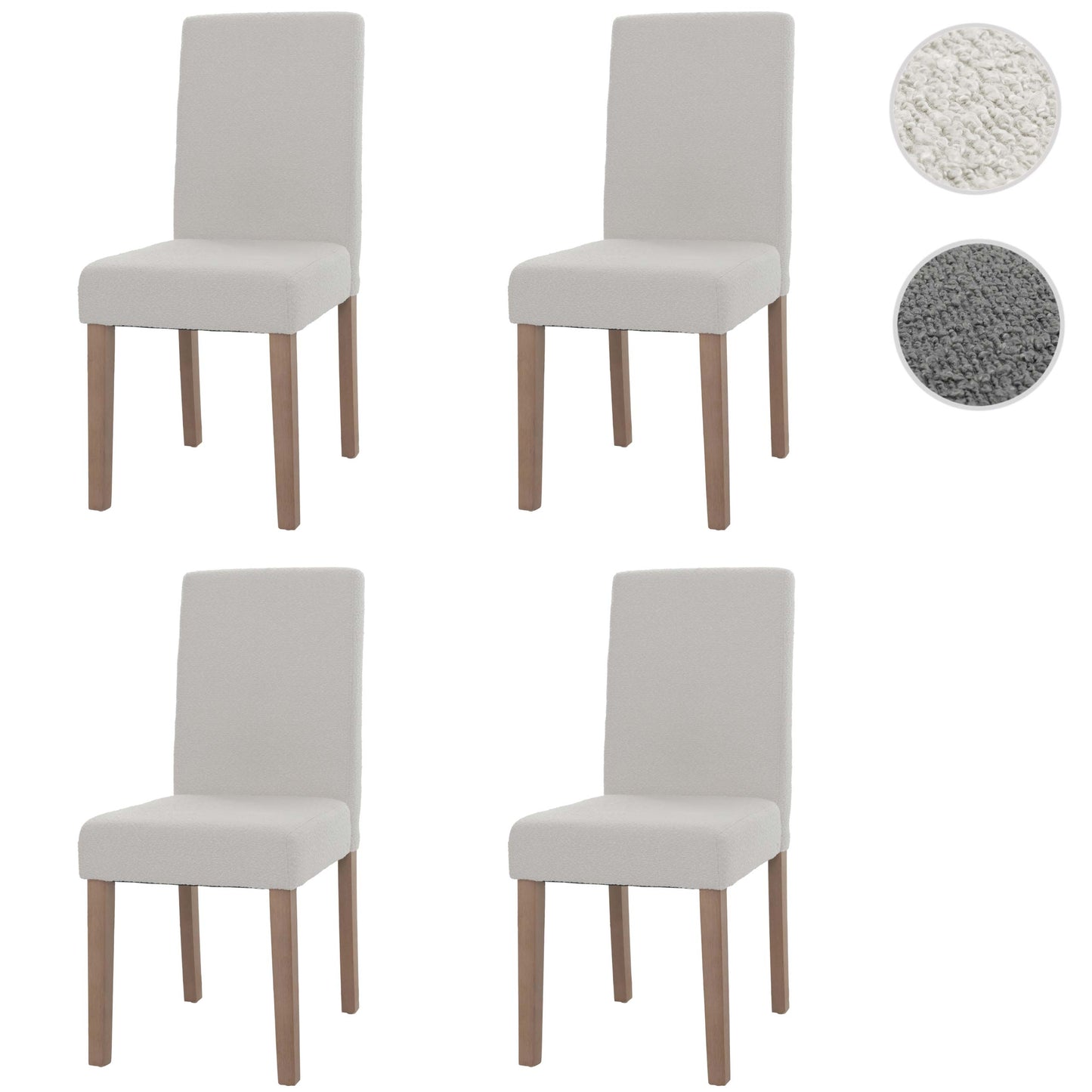 Cosmo Casa - Set van 4 Littau Eetkamerstoelen - Keukenstoelen met Hoge Rugleuning - Boucléhout Stof - Crème - Naturelkleurige Poten